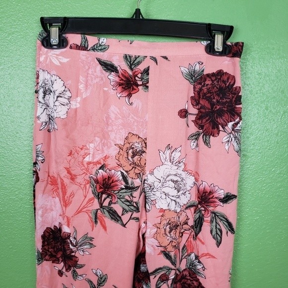 BB Dakota Women's suagr peach floral high rise ruffled bell bottom pants size 0 - Picture 10 of 11